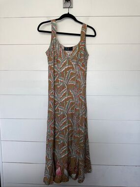Zebra Women’s Small Tan Patterned Maxi Dress Vintage Y2K 90s 2000s